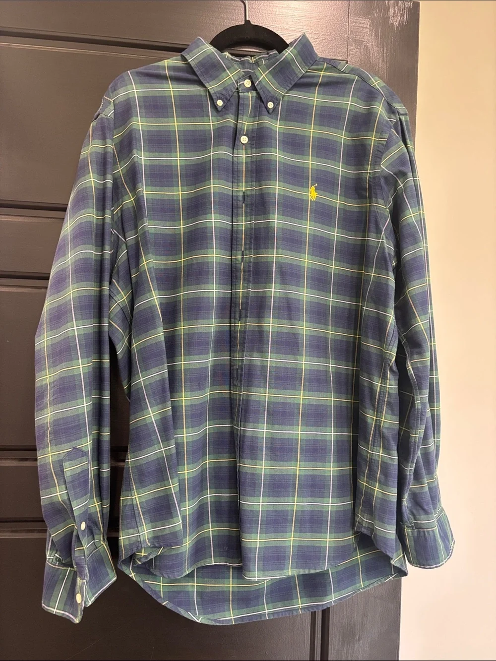 Polo by Ralph Lauren Navy, Green & Yellow Plaid Button-Down Shirt